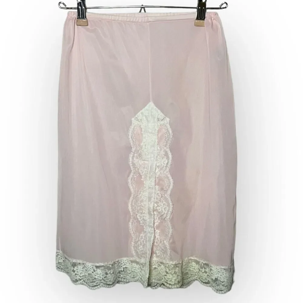 Olga Vintage 60s Pink & White 100% Nylon Slim Panti-Slip Tap Pants Bloomers Sz S - Picture 1 of 11